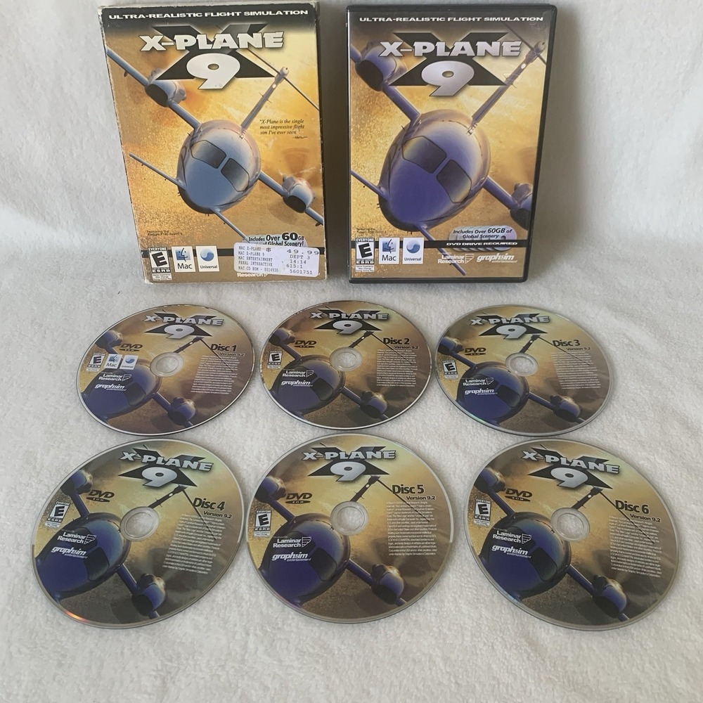 X-Plane 9 (PC, 2008) Flight Simulator 6 Disc Set